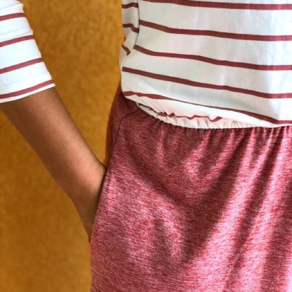 Striped and solid midi dress with Pockets - Picture 2 of 3